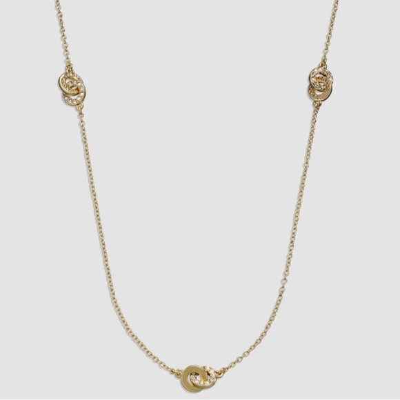 Coach Interlocking Open Circle Pearl Long Station Necklace with dust bag - Picture 1 of 12